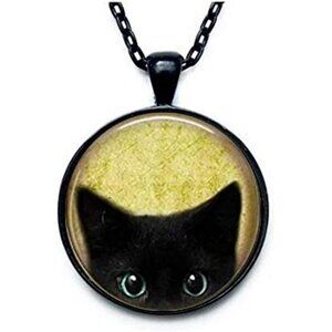 Cute black cat pendant necklace adjustable chain jewelry gift for cat lovers wom